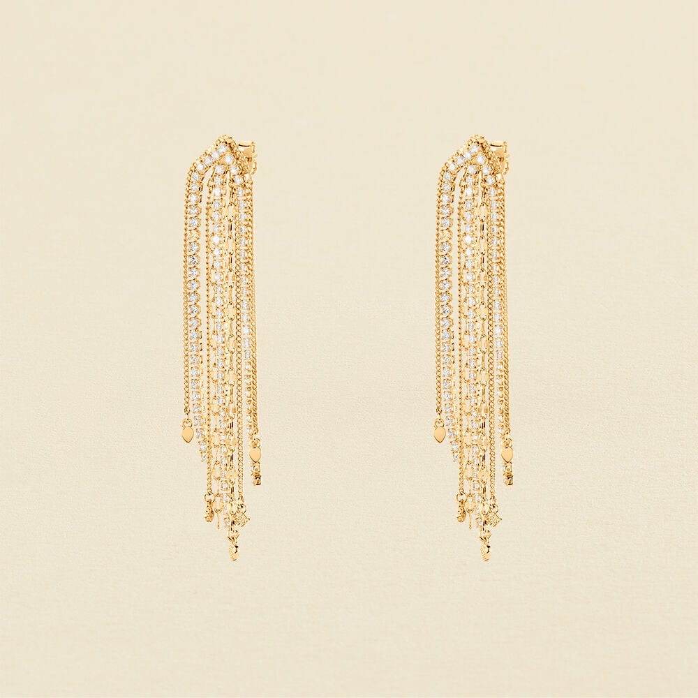 Pendientes largos ISIS - Cristal / Dorado - Goddess  | Agatha