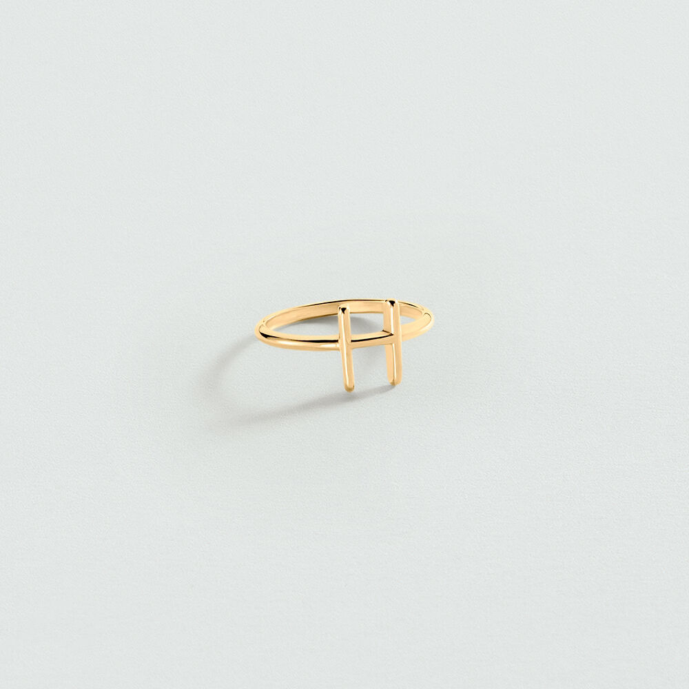 Anillo fino LETTRE H - Dorado - Anillos  | Agatha