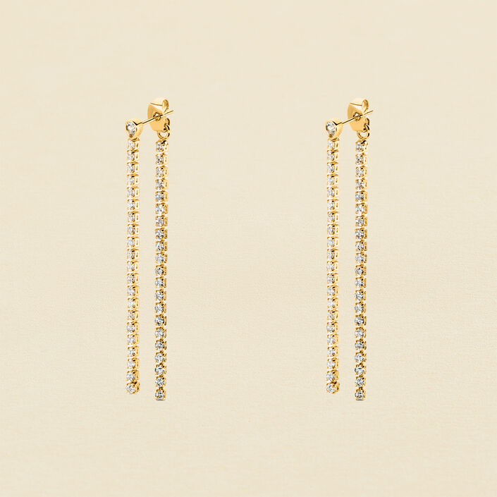 Pendientes largos ISIS - Cristal / Dorado - Pendientes  | Agatha