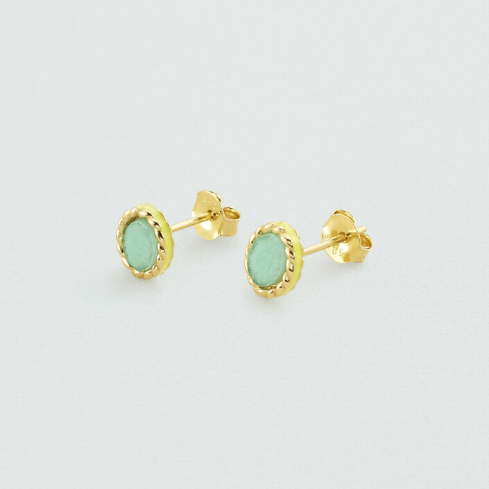 Pendientes cortos ATMA - Amazonite/ amarillo - Pendientes  | Agatha