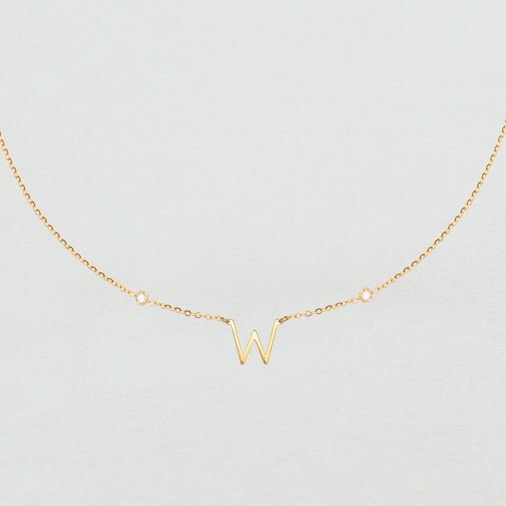 Collar corto LETTRE W - Cristal / Dorado - Outlet  | Agatha