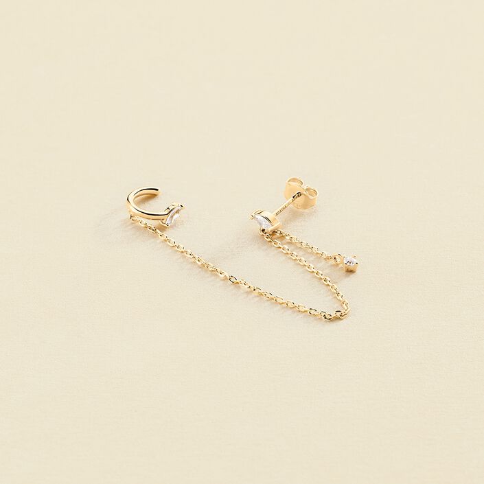 Ear cuff AMAS - Cristal / Dorado - Piercings  | Agatha