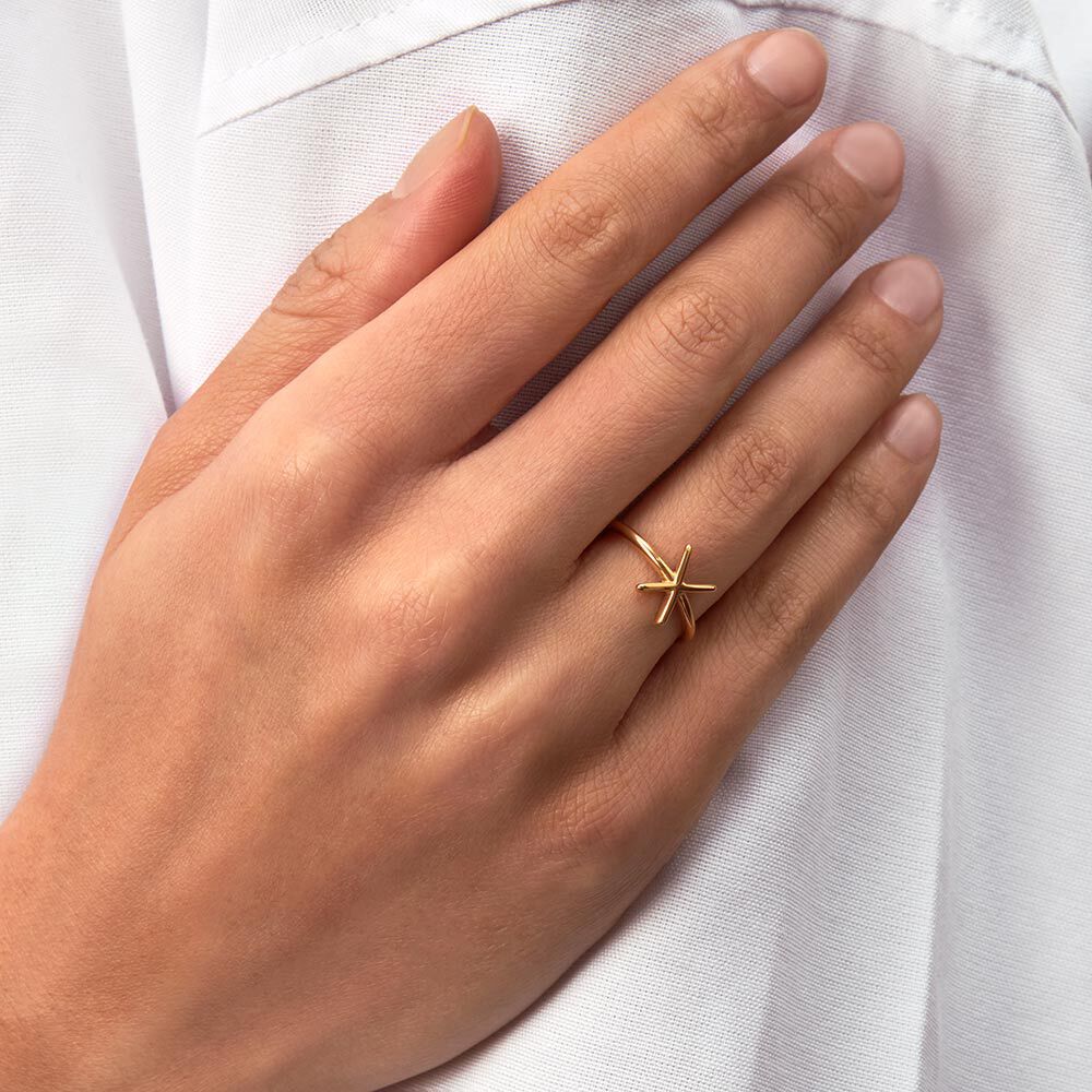 Anillo fino LETTRE X - Dorado - Anillos  | Agatha