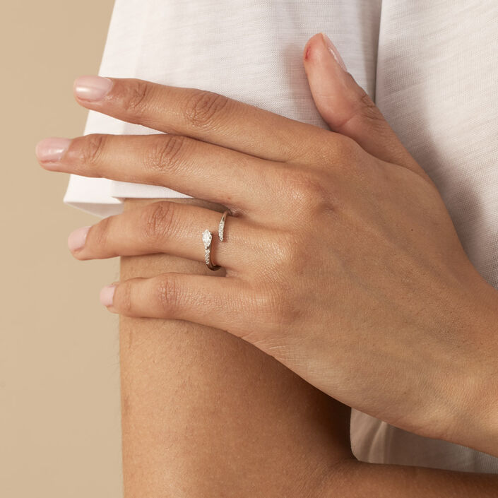 Anillo fino SNAKY - Cristal / Plateado - Anillos  | Agatha