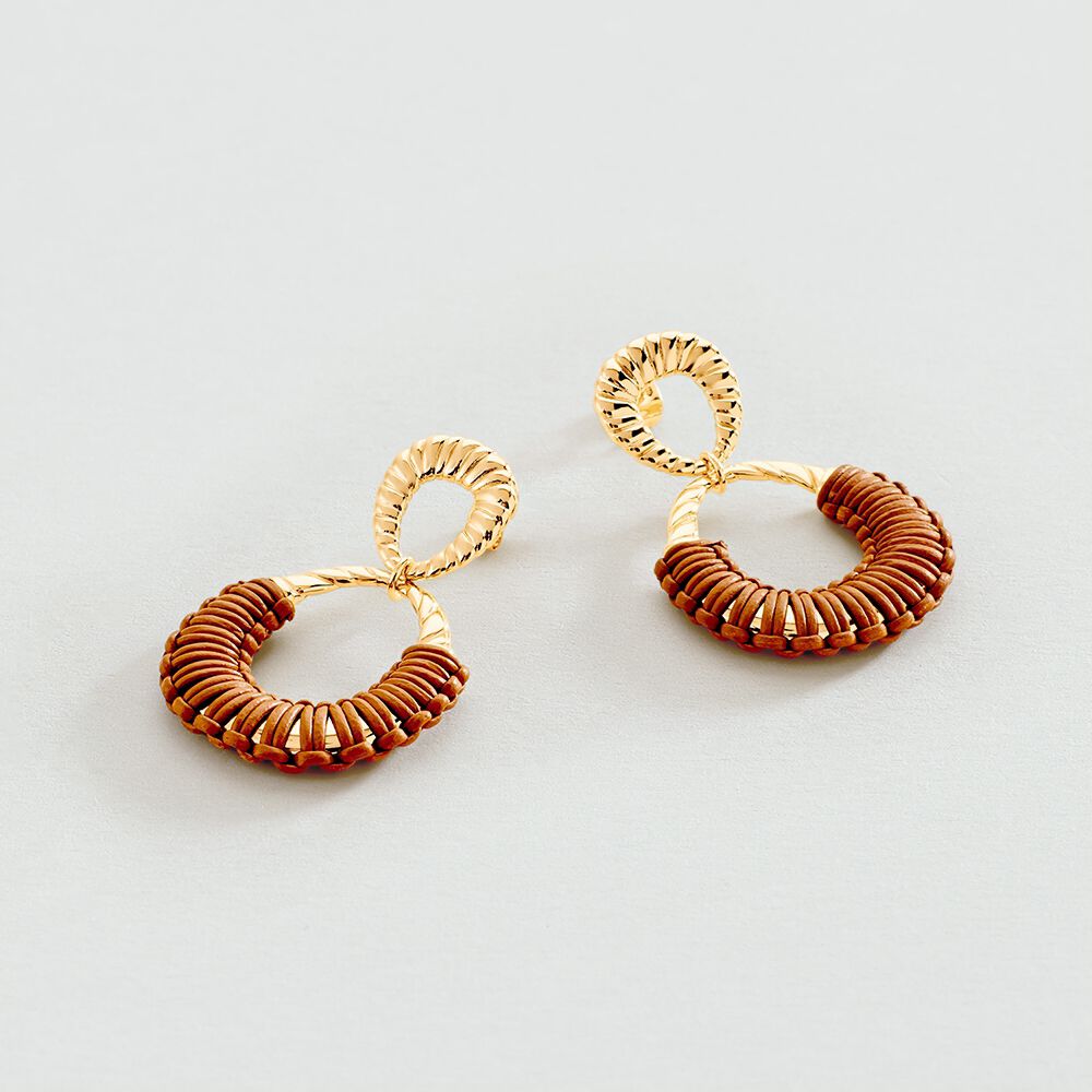 Pendientes largos TWIGGY - oro / camello -   | Agatha
