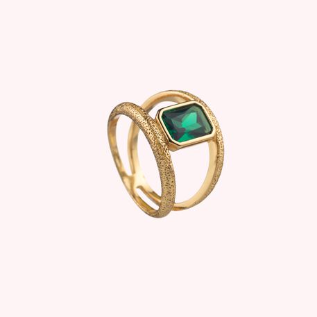 Anillo ancho CLEOPATR - Verde / Dorado - Anillos  | Agatha