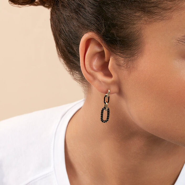 Pendientes largos SESHA - Negro / Oro - Pendientes  | Agatha
