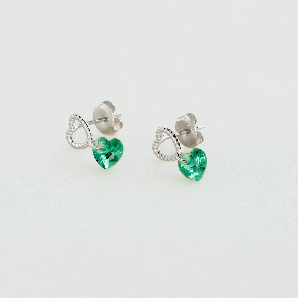 Pendientes cortos BEGUIN - Verde / Platato - Pendientes cortos  | Agatha
