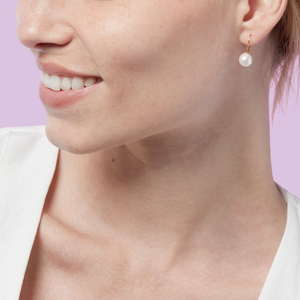 Pendientes largos PEARLY - Perla / Oro - Pendientes largos  | Agatha