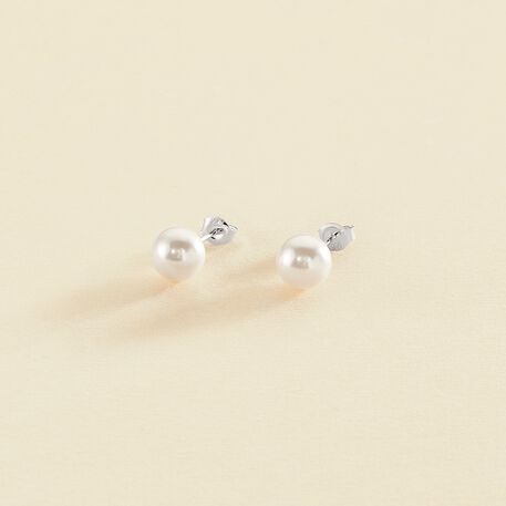 Pendientes cortos PERL - Perla / Plata - Pendientes  | Agatha