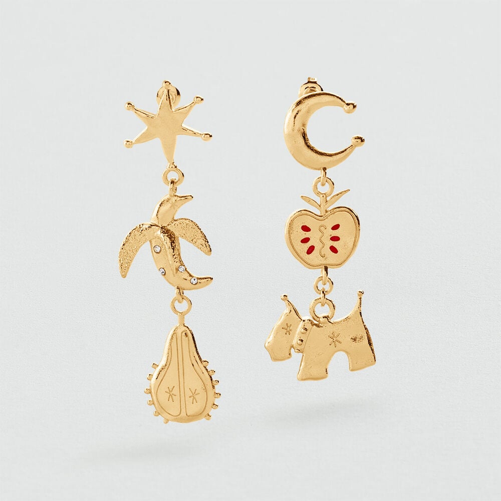 Pendientes largos COLGANTES PANGEA - Dorado / Multicolor - Pendientes  | Agatha