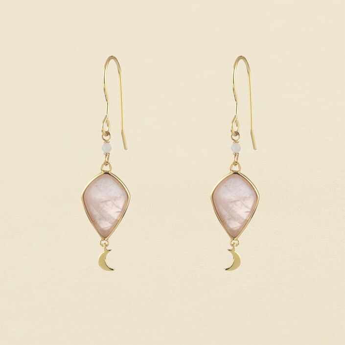 Pendientes largos MOON - Rosa Cuarzo - Pendientes  | Agatha