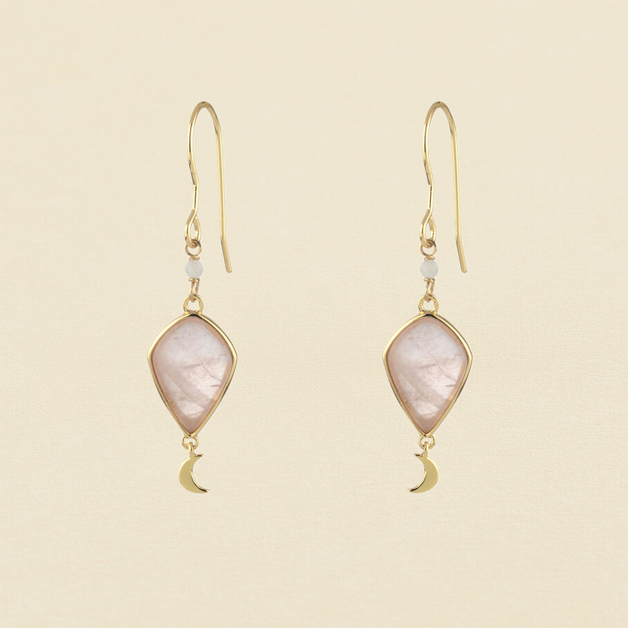 Pendientes largos MOON - Rosa Cuarzo - Pendientes  | Agatha