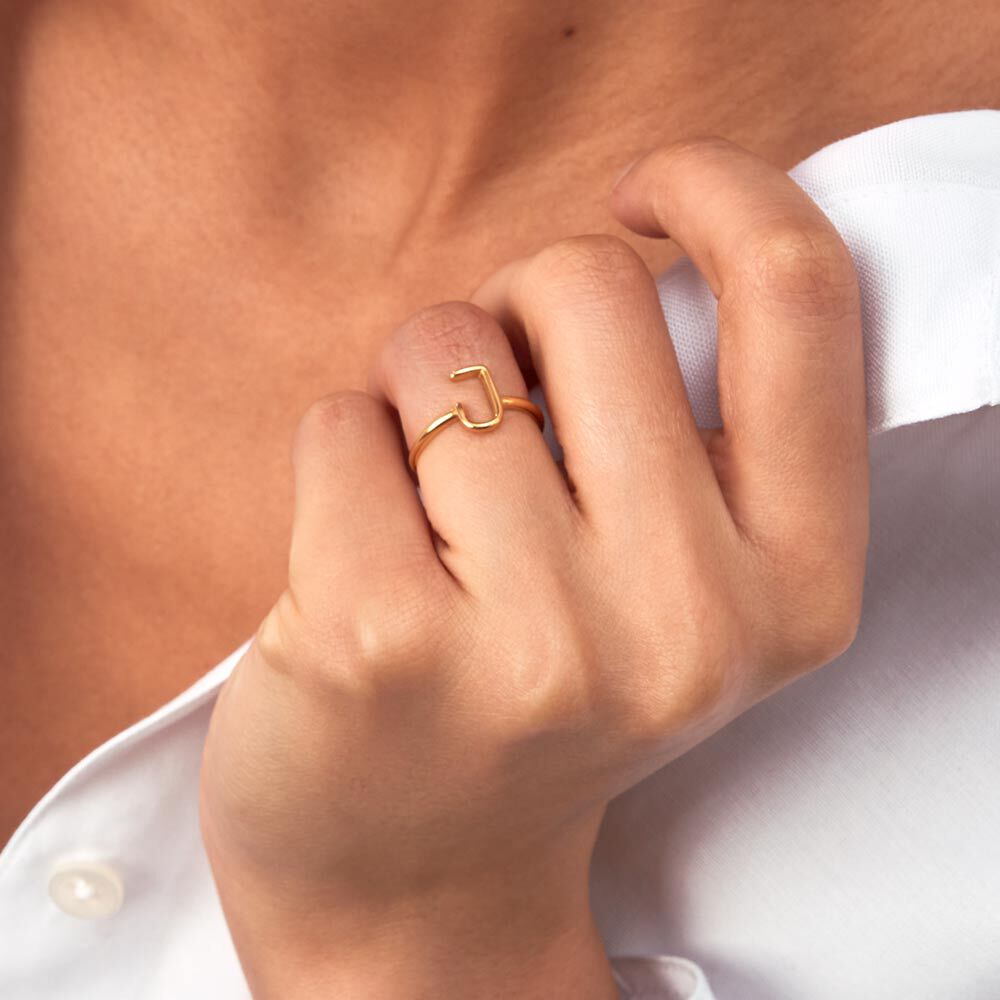 Anillo fino LETTRE J - Dorado - Anillos  | Agatha