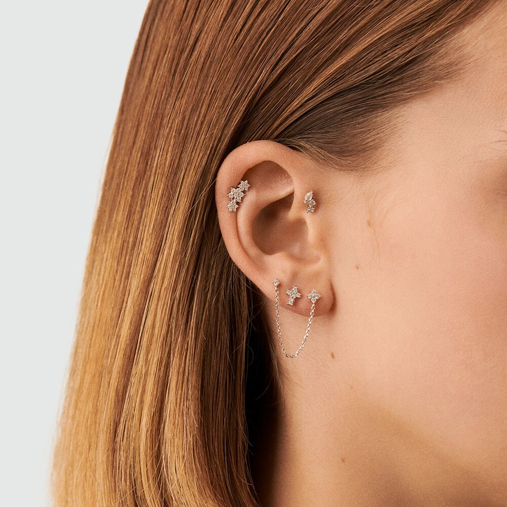 Piercing mini TRIOFLOR - Cristal / Plateado - Piercings  | Agatha