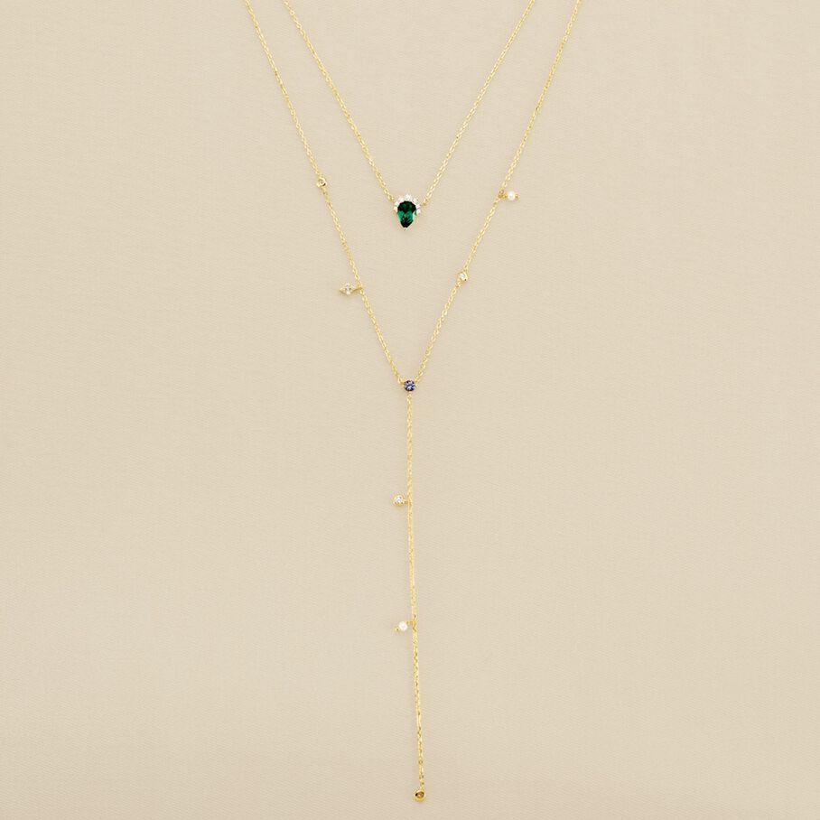 Collar largo ASTRE - Verde / Oro - Collares  | Agatha