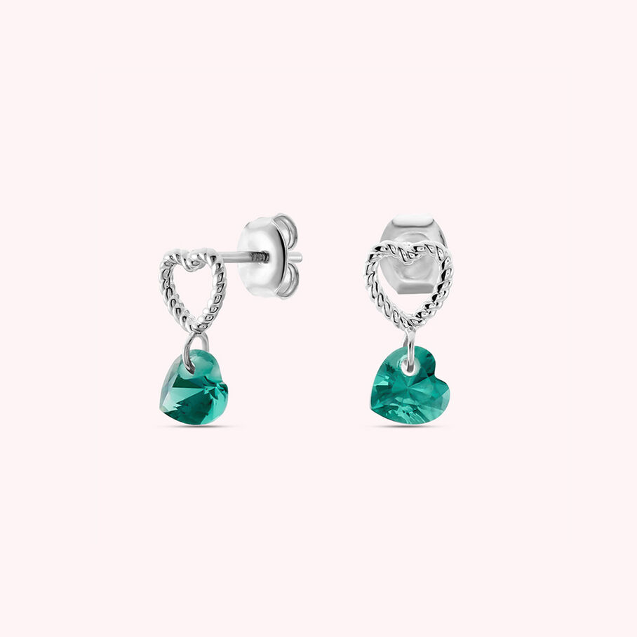 Pendientes cortos BEGUIN - Verde / Plata - Pendientes  | Agatha