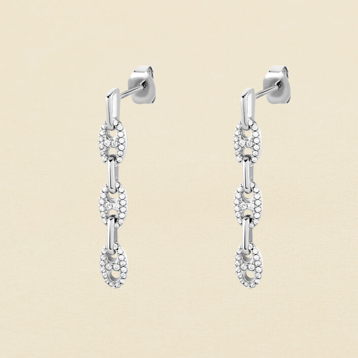 Pendientes largos ETREINTE - Cristal / Plateado - Pendientes  | Agatha