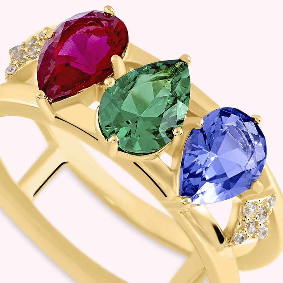 Anillo ancho ASTRE - Multicolor / Oro - Anillos  | Agatha