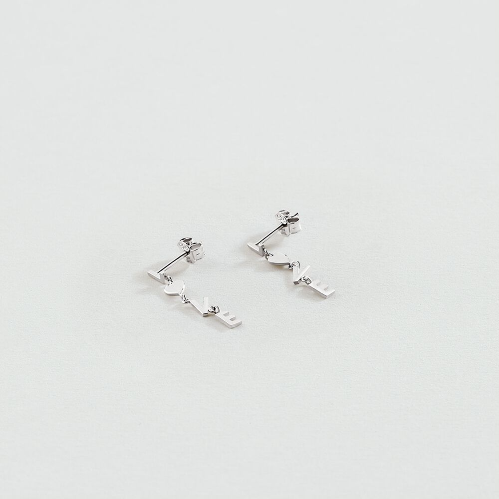 Pendientes largos WITH LOVE - Plata - Pendientes largos  | Agatha