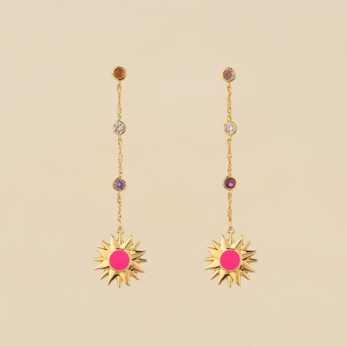 Pendientes largos RODEO - Multicolor / Oro - Pendientes  | Agatha