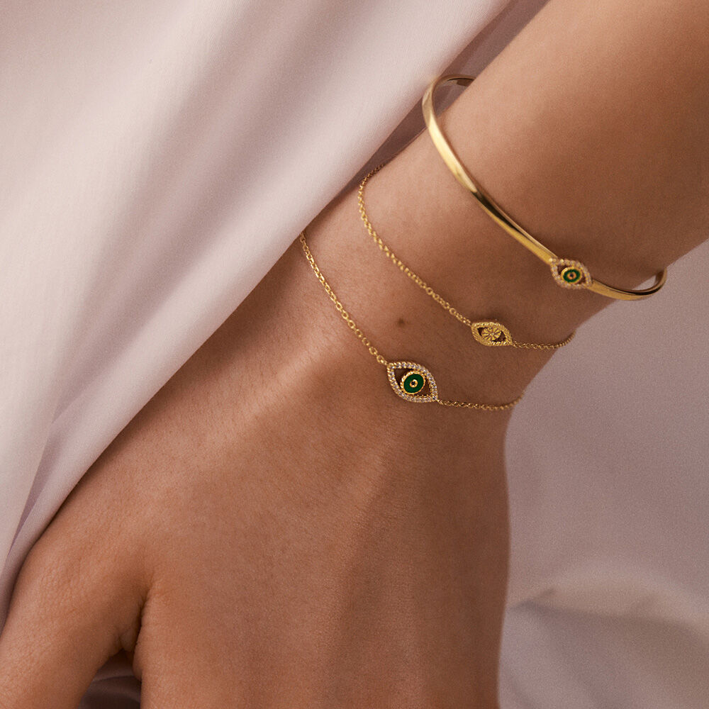 Pulsera r&iacute;gida LUCKY EYE - Verde / Dorado - Pulsera r&iacute;gida  | Agatha