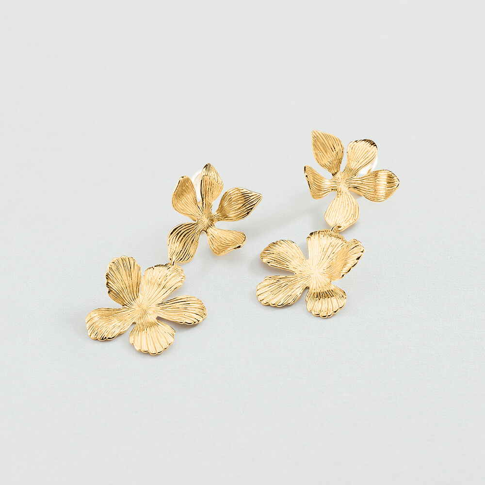 Pendientes largos BLOOM - Dorado - Pendientes de fantasía  | Agatha