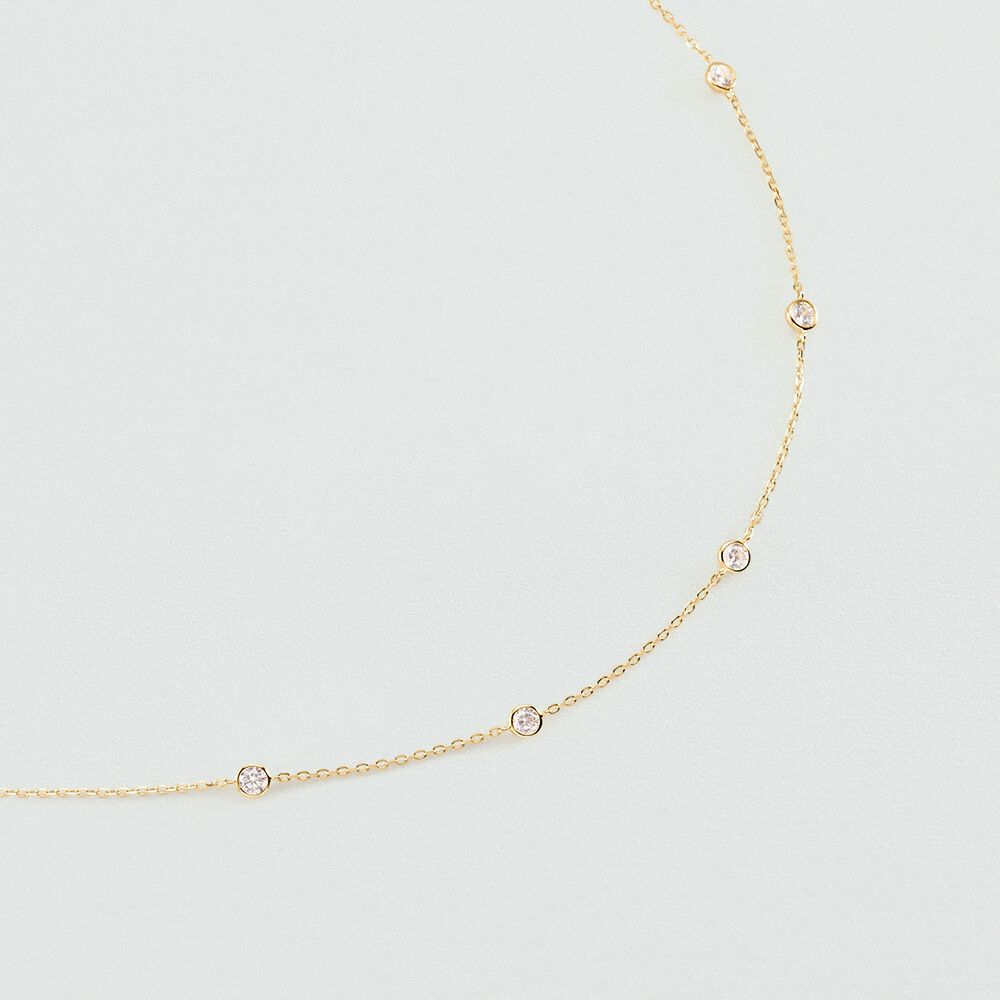 Collar largo NEC6BRILLANT - Cristal / Dorado - Collar de fantasía  | Agatha
