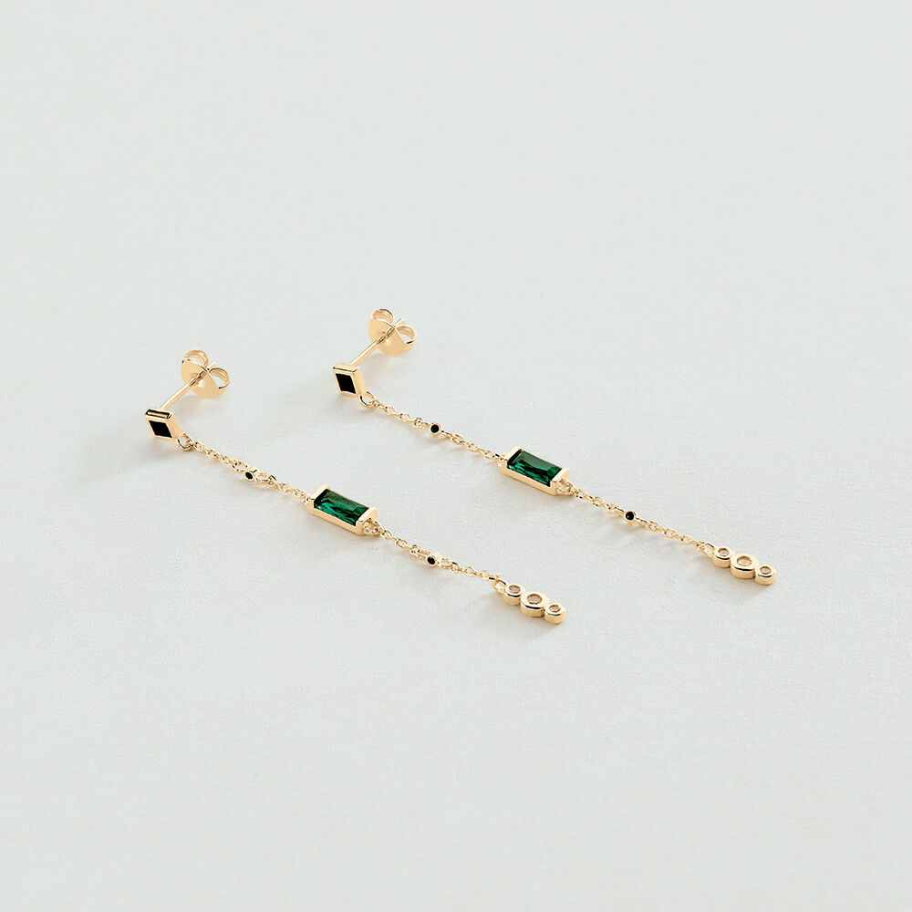 Pendientes largos SCARLET - Verde / Dorado - Pendientes de fantasía  | Agatha