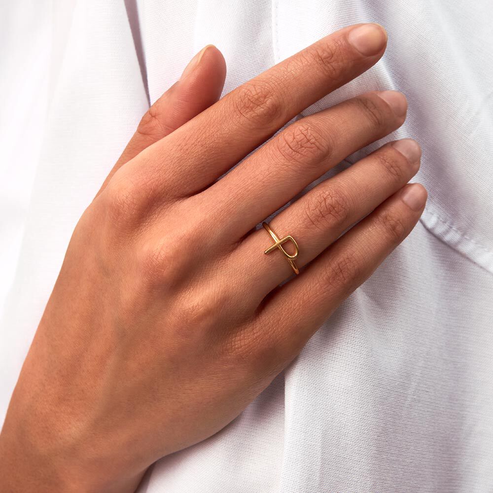 Anillo fino LETTRE P - Dorado - Anillos  | Agatha