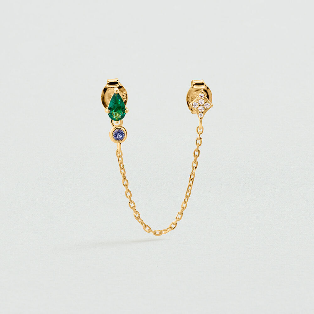Pendiente corto individual MIX & MATCH - Verde / Dorado - Pendientes cortos  | Agatha