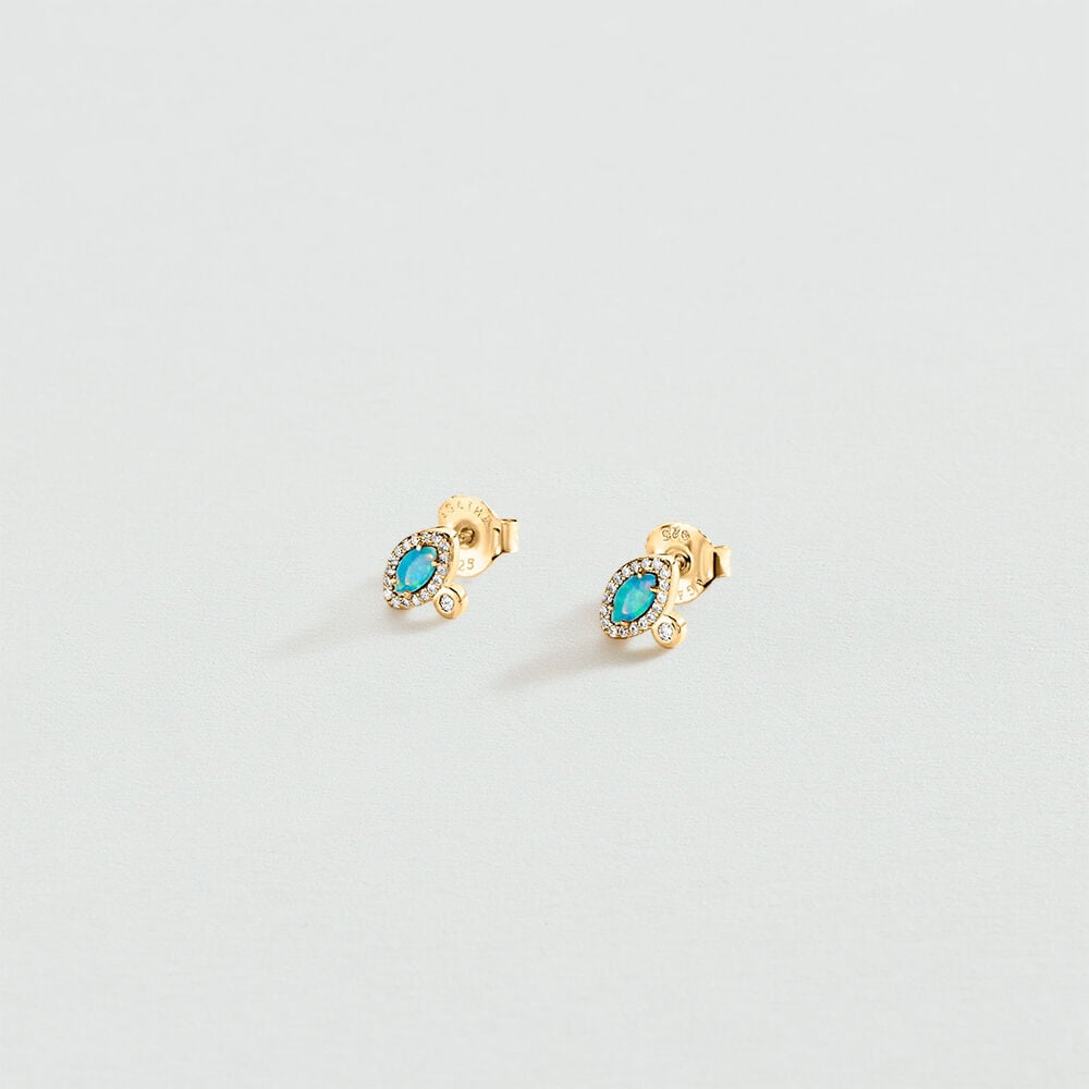 Pendientes cortos OPALE - Opalo / Dorado - Pendientes cortos  | Agatha