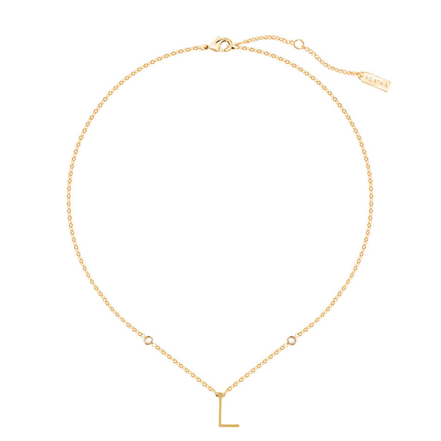 Collar corto LETTRE L - Cristal / Oro - Collares  | Agatha