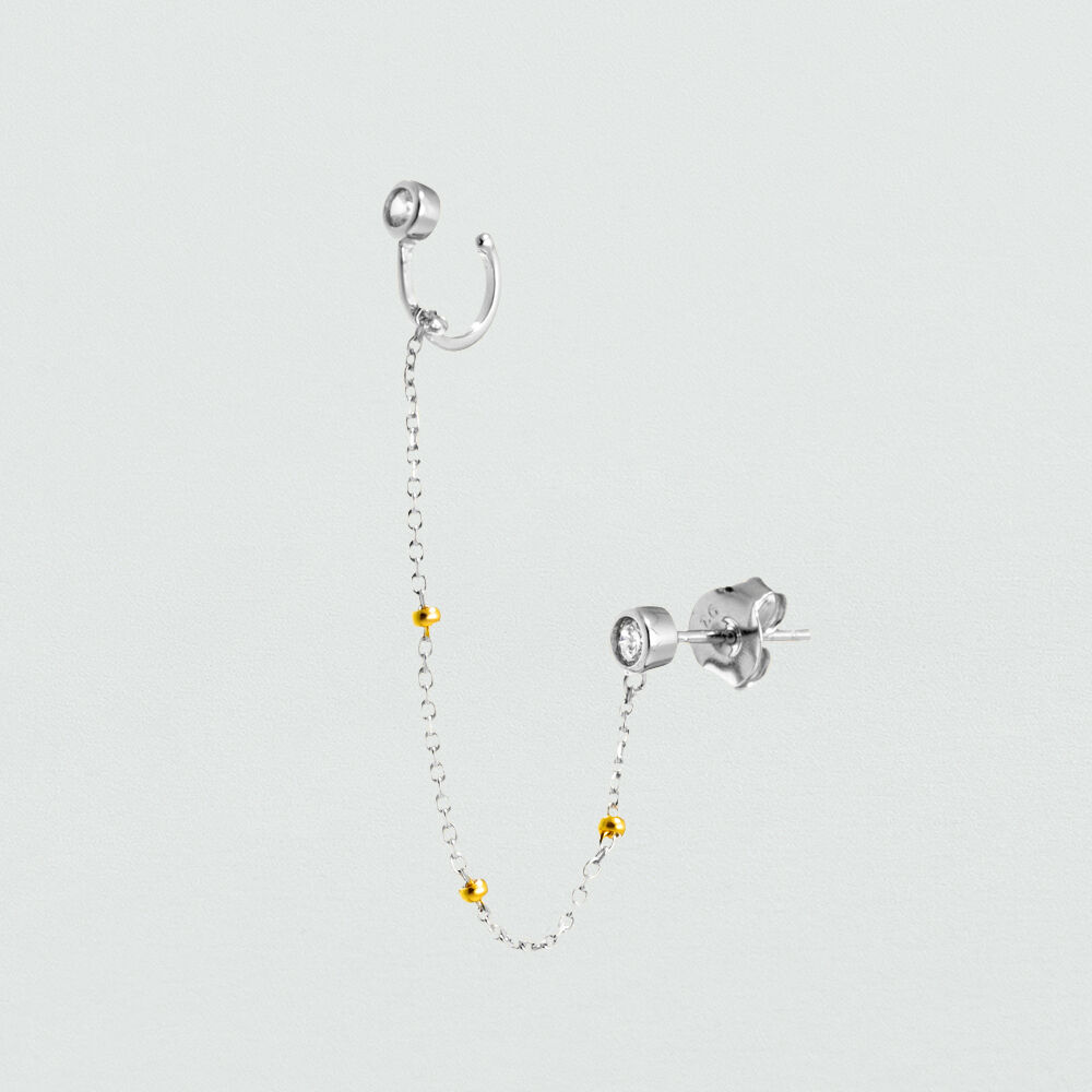 Ear cuff CADENA - Cristal / Plateado - Piercings  | Agatha