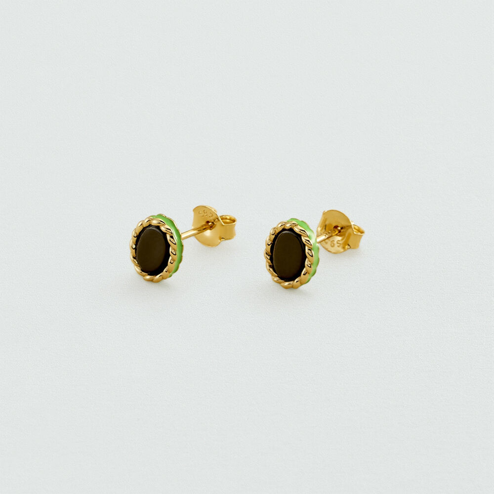 Pendientes cortos ATMA - Onyx/ verde - Pendientes cortos  | Agatha