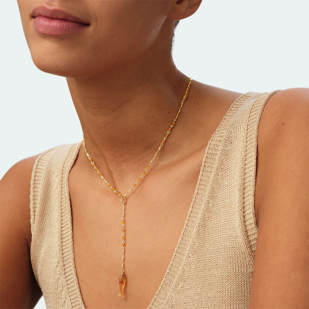 Collar largo CALMA - Marr&oacute;n / Dorado - Collares  | Agatha