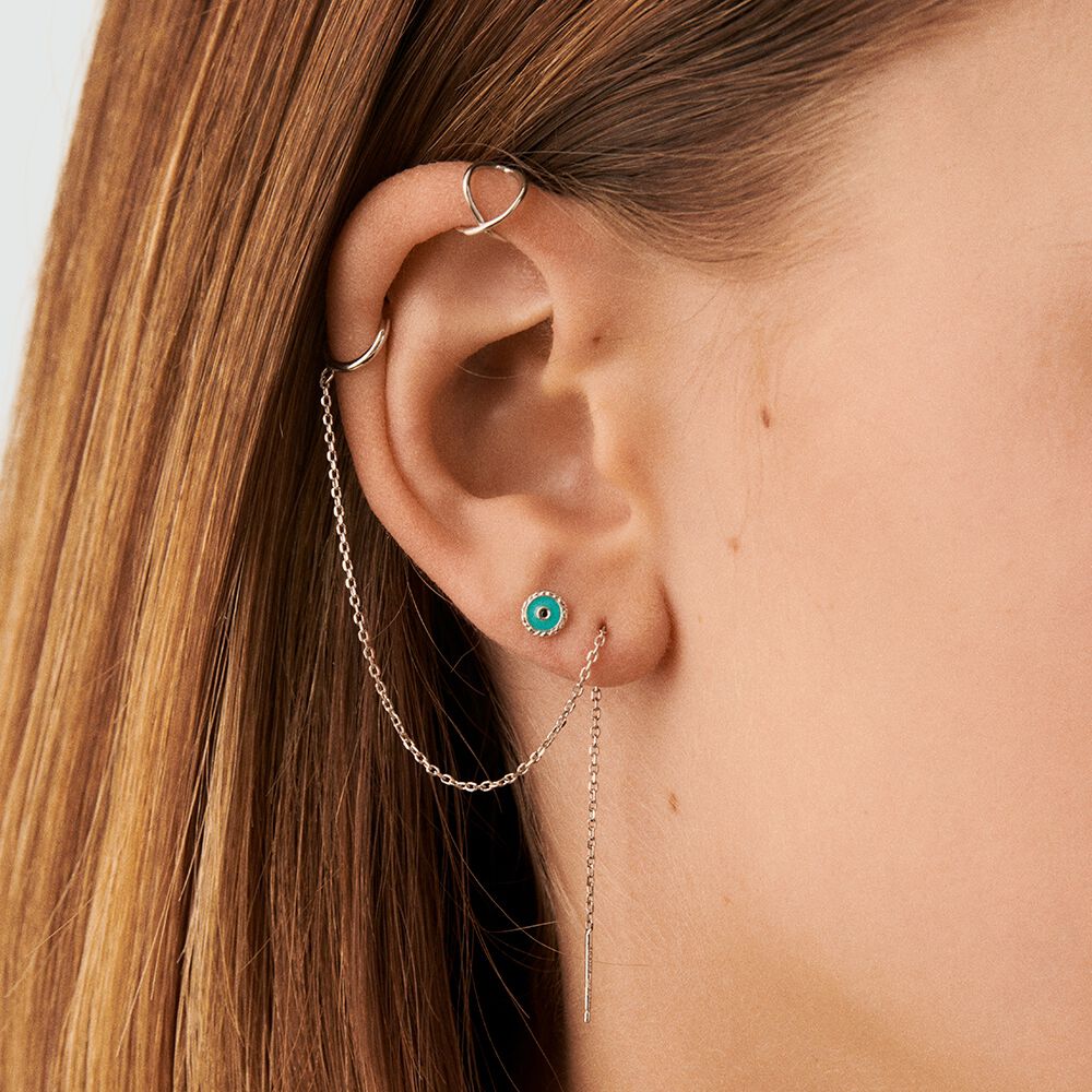 Pendiente corto individual OJO TURCO MIX & MATCH - Azul / Plata -   | Agatha