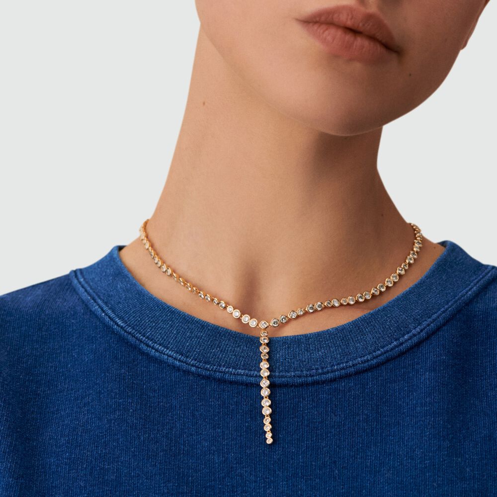 Collar midi ADAMAS - Cristal / Dorado - Collar de fantasía  | Agatha