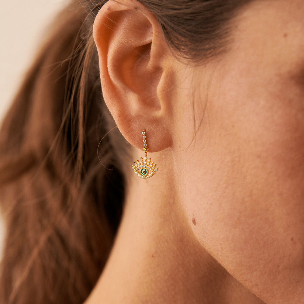 Pendientes largos LUCKY EYE - Verde / Dorado - Pendientes largos  | Agatha