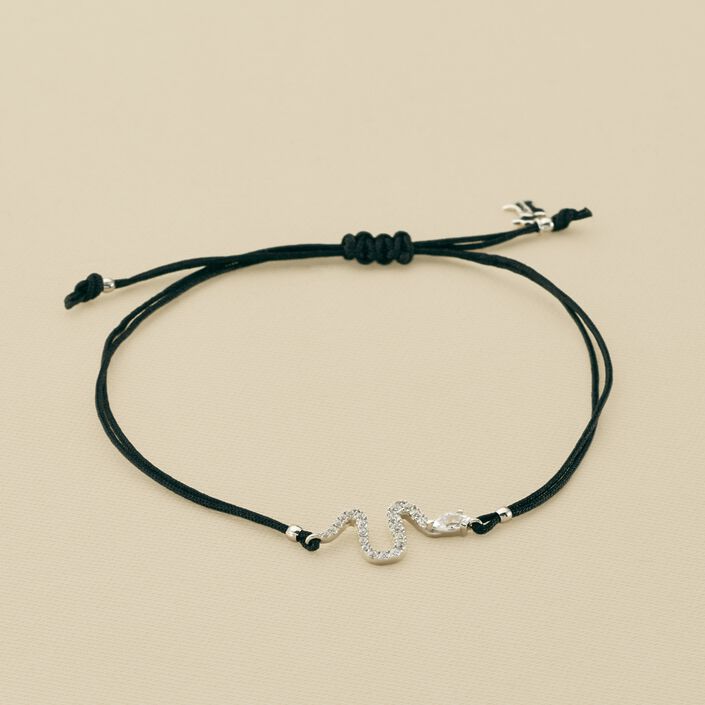 Pulsera con cordón SNAKY - Cristal / Negro - Pulseras  | Agatha