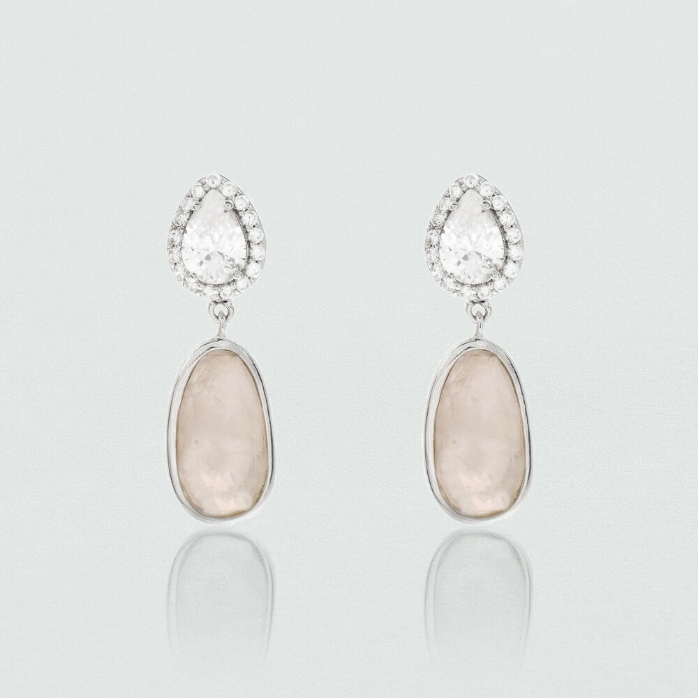 Pendientes largos MATILDE - Rosa / Plata - Pendientes largos  | Agatha