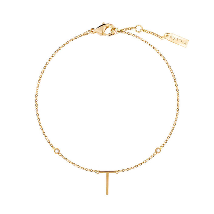 Pulsera de cadena LETTRE T - Cristal / Dorado - Pulseras  | Agatha
