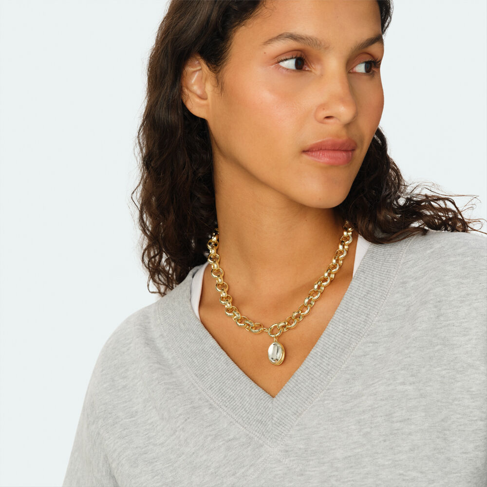 Colgante MEDALL&Oacute;N DE PERLA - Cristal / Dorado - Joyas  | Agatha