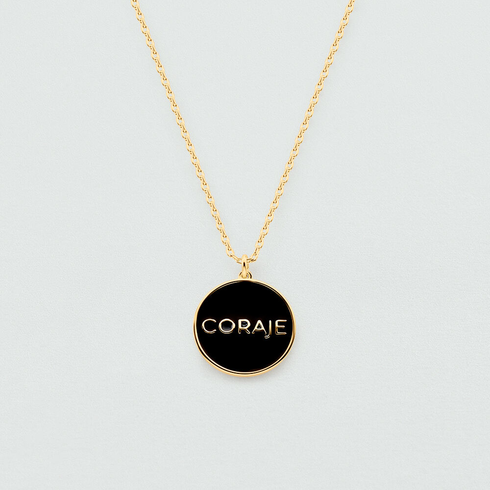 Collar midi CORAJE - Negro / Oro - Collar corto  | Agatha