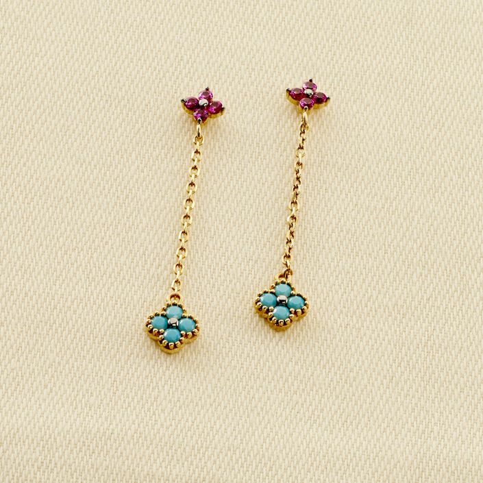 Pendientes largos BELOVED - Multicolor / Oro - Pendientes  | Agatha
