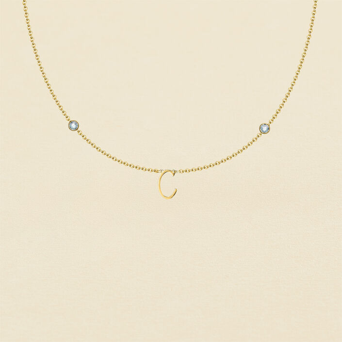 Collar corto LETTRE C - Cristal / Dorado - Collares  | Agatha