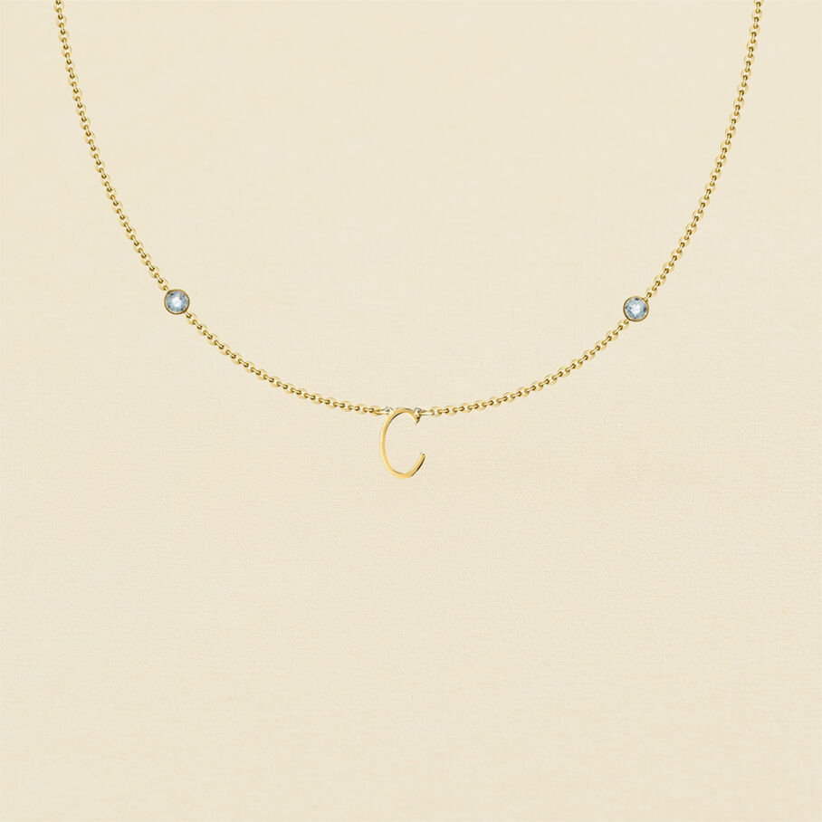 Collar corto LETTRE C - Cristal / Oro - Collares  | Agatha