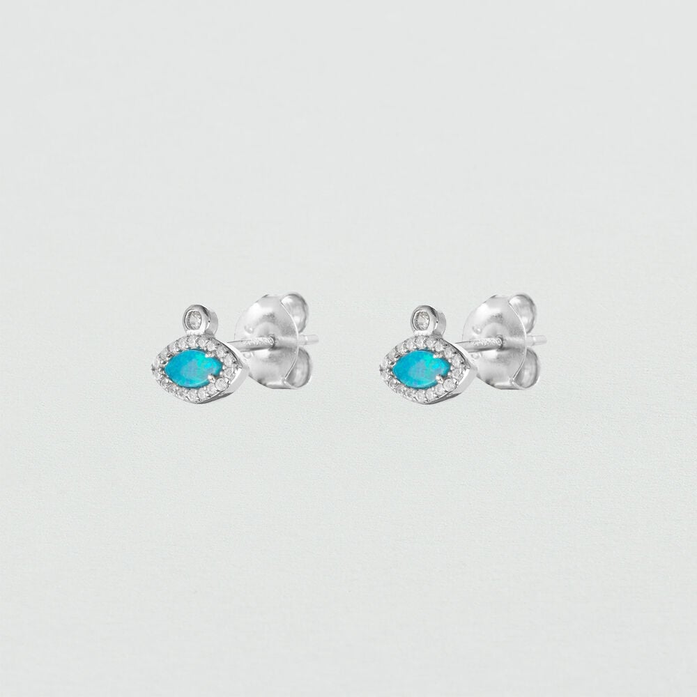 Pendientes cortos OPALE - Opalo / Plata - Pendientes  | Agatha