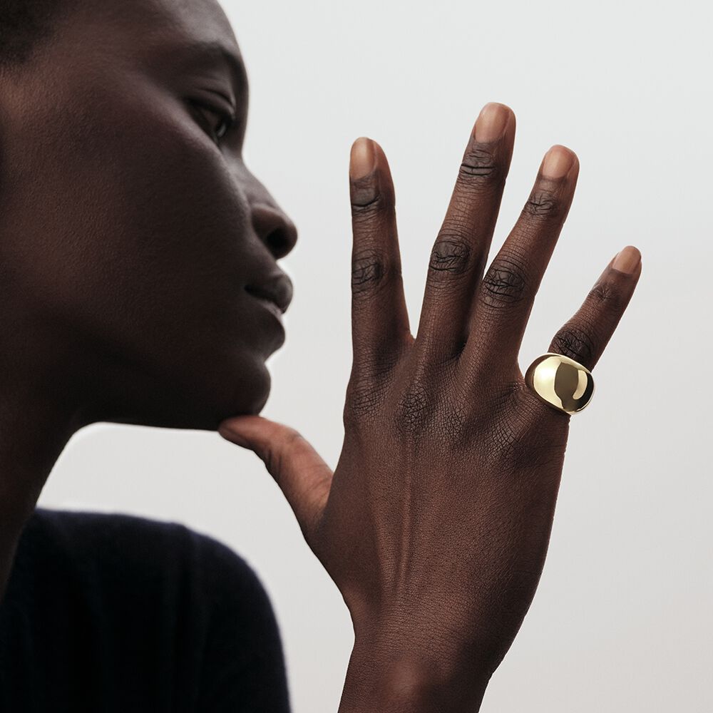 Anillo ancho DANAE - Dorado - Anillos de fantasía  | Agatha