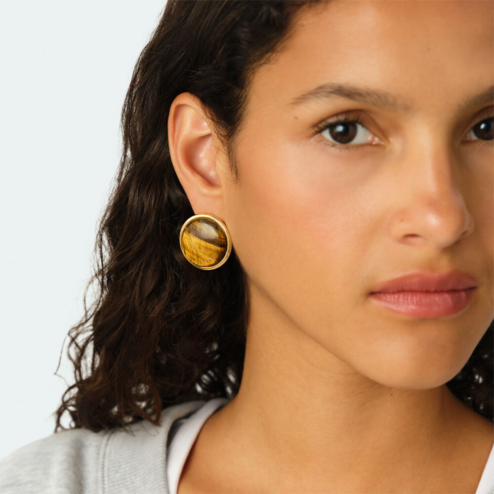 Pendientes cortos OVERSIZE BATIGNOLLES - Marr&oacute;n / Dorado - Pendientes cortos  | Agatha